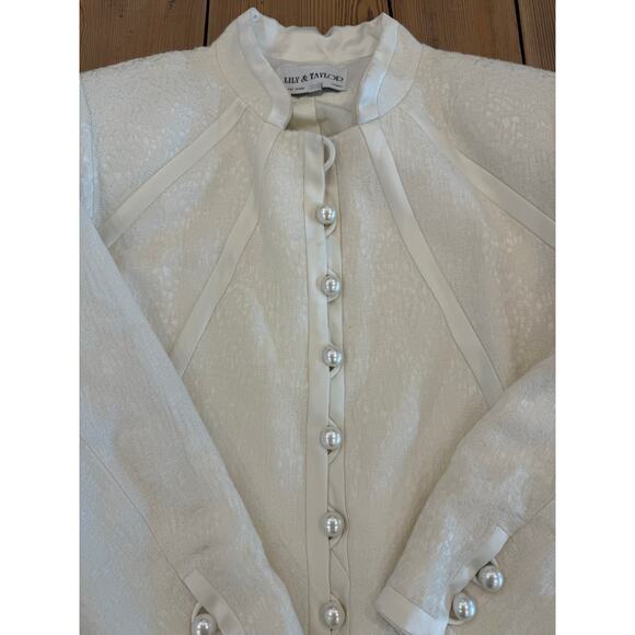 Vintage Lily & Taylor White Wool Button Up Coat 16 Wedding - Picture 2 of 8